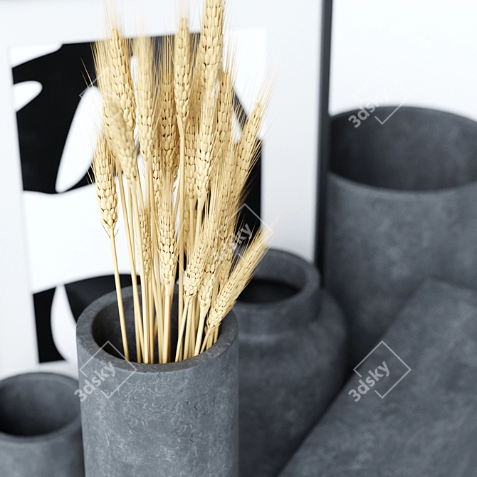 Urban Chic Concrete Vases & Pots 3D model image 2