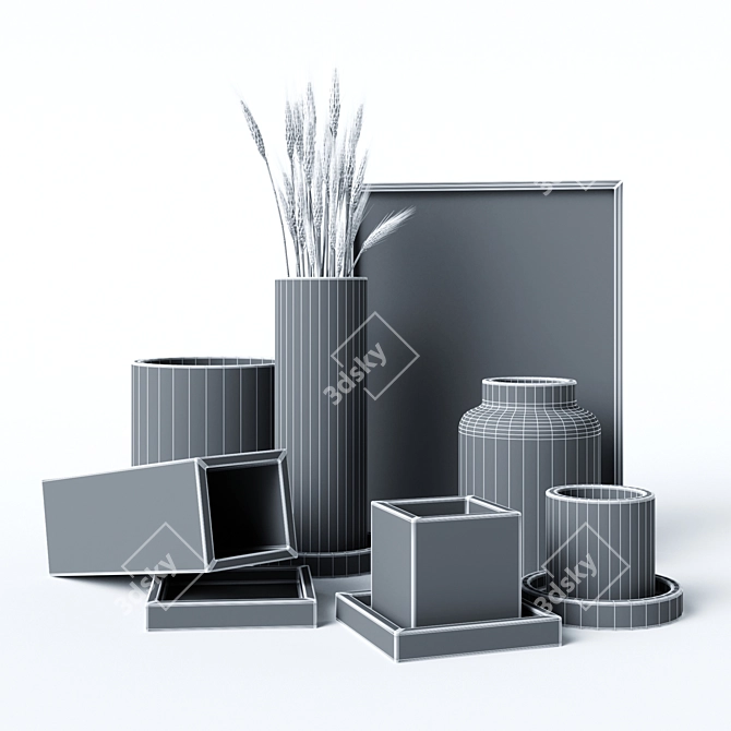 Urban Chic Concrete Vases & Pots 3D model image 3