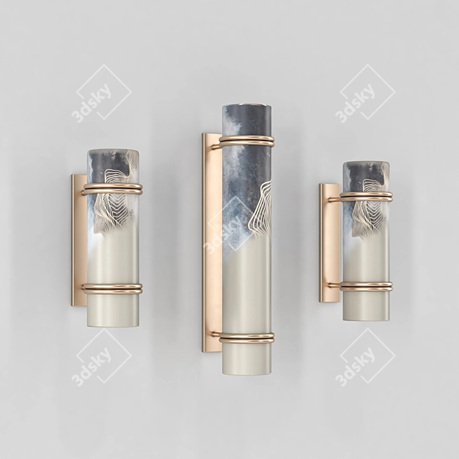 Sleek Metallic Wall Light 3D model image 1