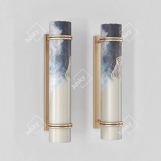 Sleek Metallic Wall Light 3D model image 2