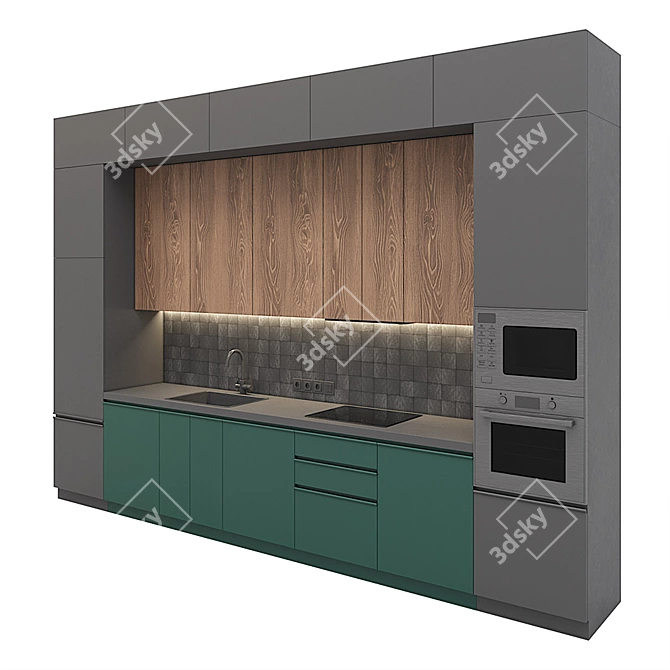 Sleek Backlit Kitchen: 3Ds MAX 2014, Export.FBX & OBJ 3D model image 3