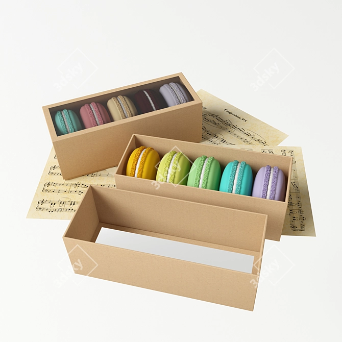 Elegant Macaron Delights Set 3D model image 1