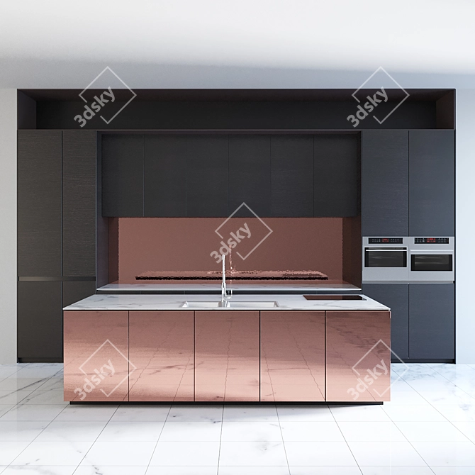 Sleek Black Kitchen: 3DMax2016 3D model image 1