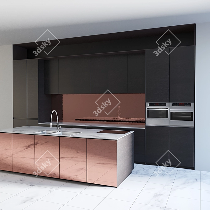 Sleek Black Kitchen: 3DMax2016 3D model image 3