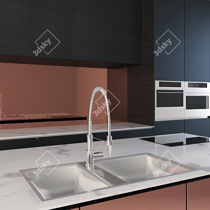 Sleek Black Kitchen: 3DMax2016 3D model image 4