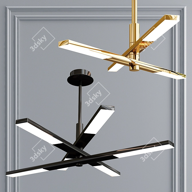 Sleek ORTON LED Chandelier 3D model image 3