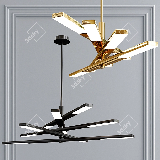 Sleek ORTON LED Chandelier 3D model image 4