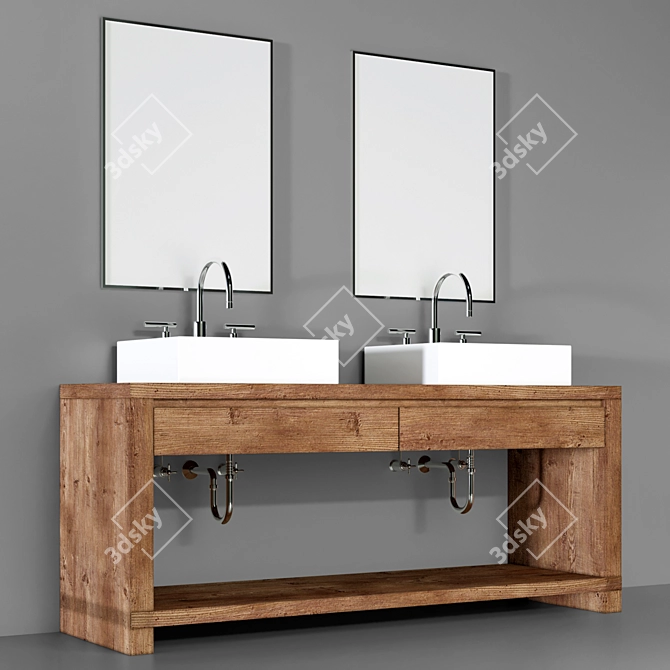 Modern 4-Piece Bathroom Furniture Set 3D model image 2