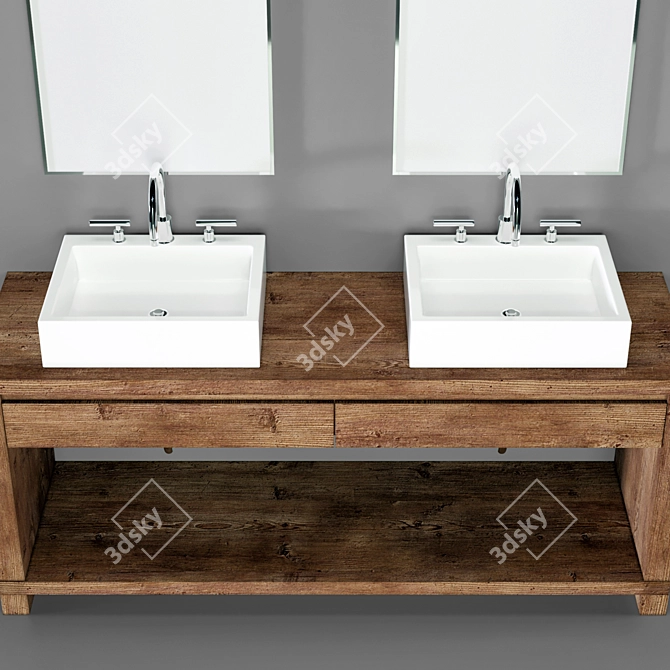 Modern 4-Piece Bathroom Furniture Set 3D model image 3