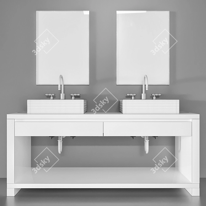 Modern 4-Piece Bathroom Furniture Set 3D model image 4