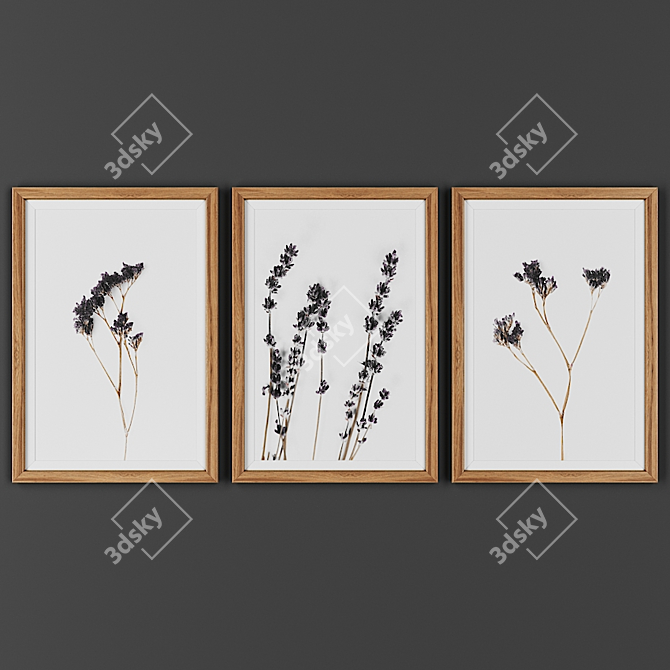 Wooden Frame Collection: Set of 3 Pictures 3D model image 1