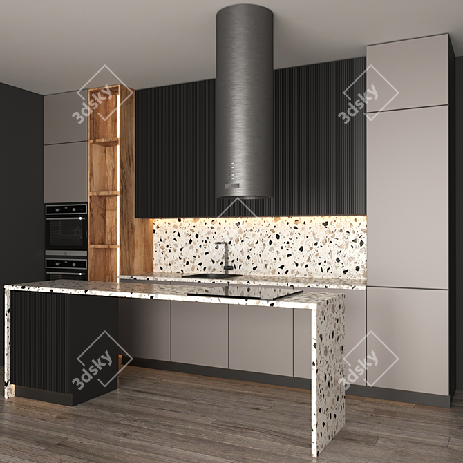 Modular Kitchen 4000mm: Blanco Faucet, Electrolux Gas & Oven 3D model image 2