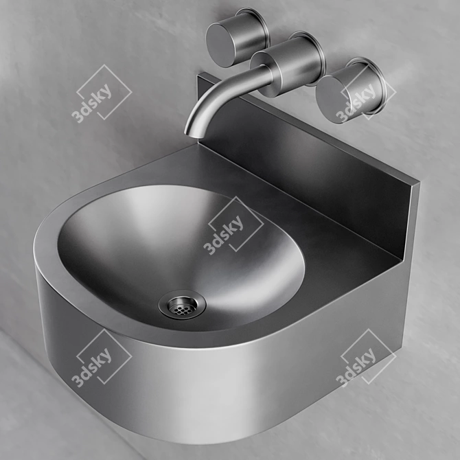 Vandal-Proof Stainless Steel Sink 3D model image 2