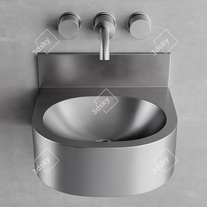 Vandal-Proof Stainless Steel Sink 3D model image 3