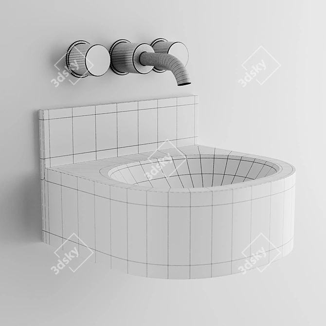 Vandal-Proof Stainless Steel Sink 3D model image 4