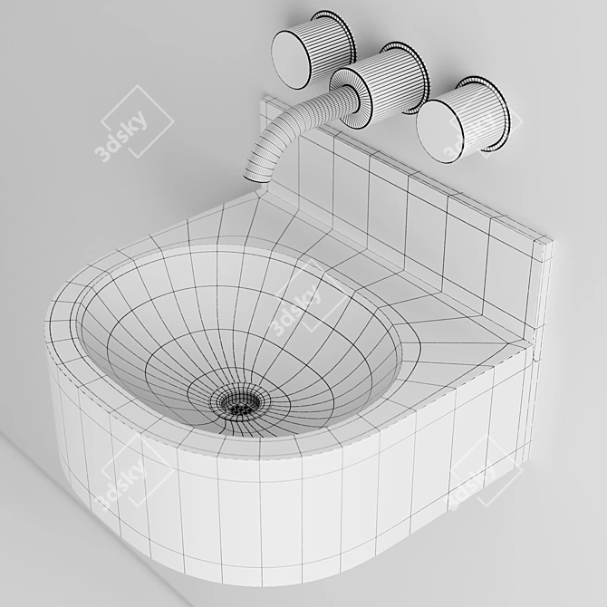 Vandal-Proof Stainless Steel Sink 3D model image 5