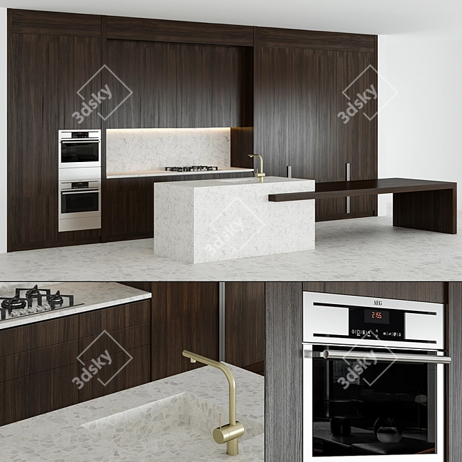 Modern Kitchen Model with 3dsmax2014 & V-ray 3D model image 1