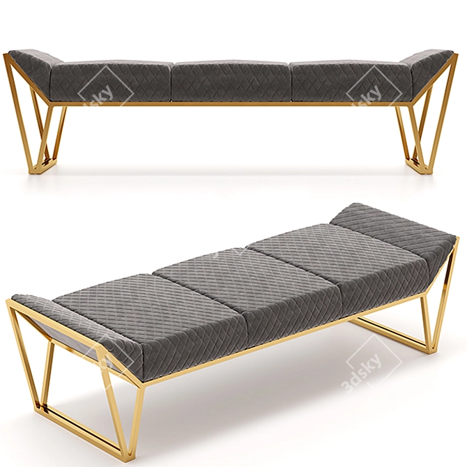 Luxxu Prisma Ottoman | Brass & Velvet Luxury Bench 3D model image 1