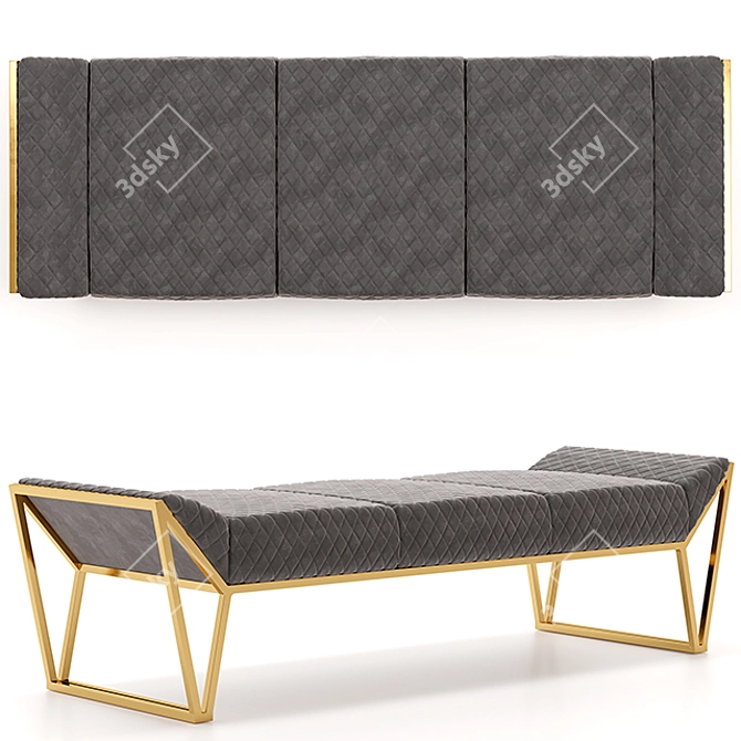 Luxxu Prisma Ottoman | Brass & Velvet Luxury Bench 3D model image 2