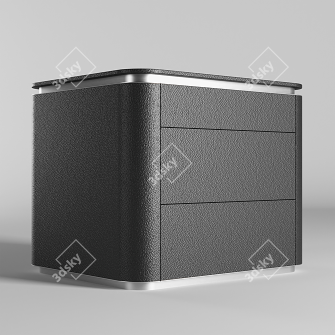 Sleek Leather Side Table 3D model image 1