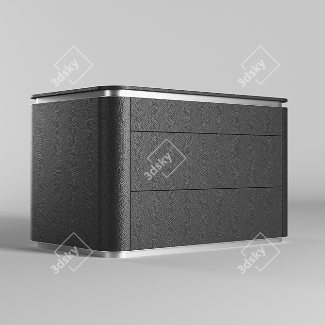 Sleek Leather Side Table 3D model image 2