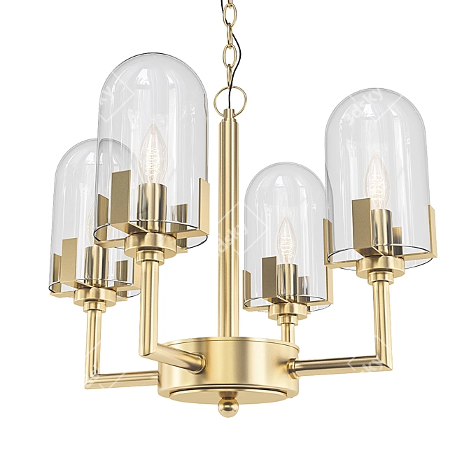 Elegant Antique Brass Bistro Chandelier 3D model image 1