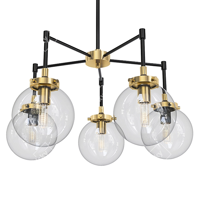 Vintage-inspired Chandelier, Haskins 5-Light 3D model image 1