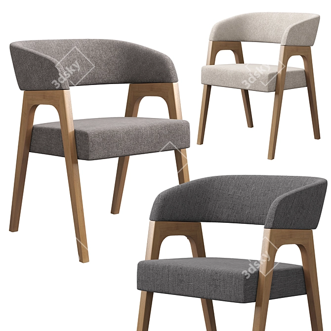 Sophisticated Bern Chair: Elegant Comfort in Grey, Beige, and Dark Brown 3D model image 1