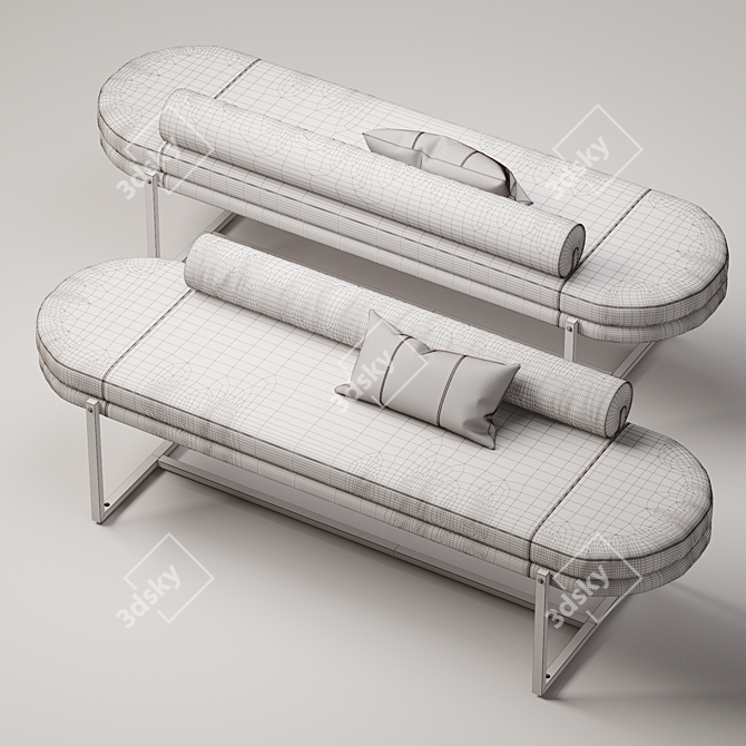 Luxury Leather Bench: Elegant & Durable 3D model image 2