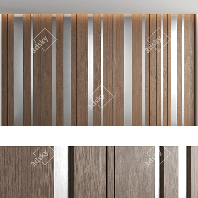 Title: Seamless Wood Textured Decorative Wall Panel Set 3D model image 3