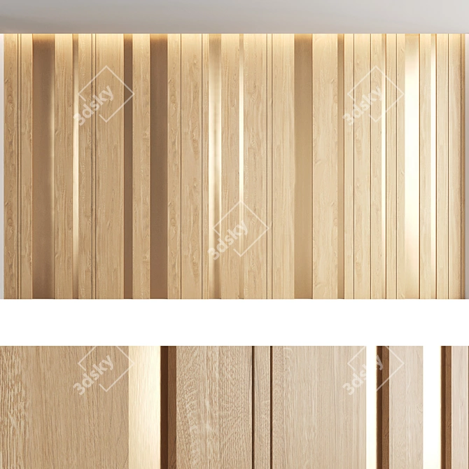 Title: Seamless Wood Textured Decorative Wall Panel Set 3D model image 4