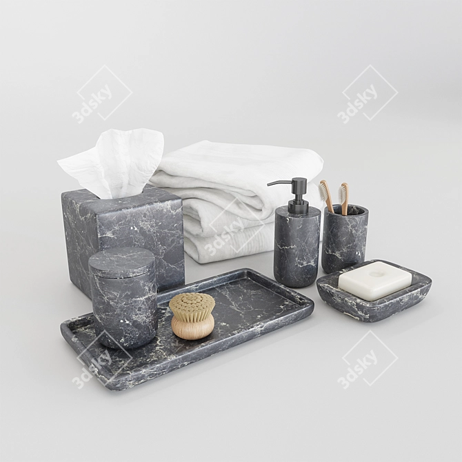 Luxury Black Marble Bath Set 3D model image 1