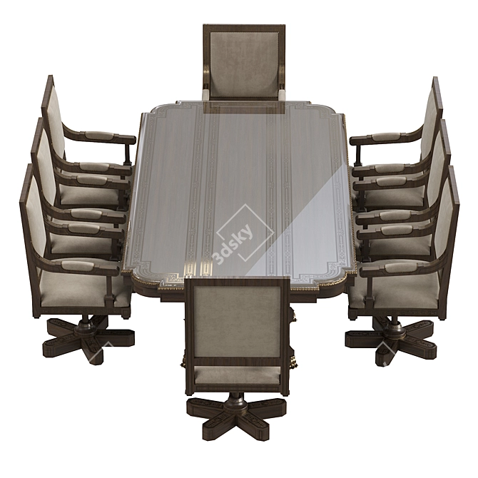 Arabic-inspired Chair & Table Set 3D model image 3