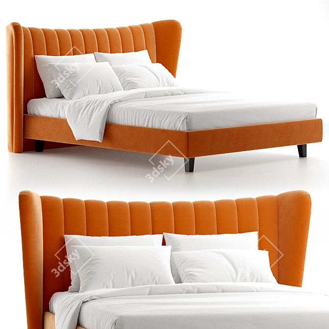 Italian Queen Agata Bed - Elegant and Comfortable 3D model image 1