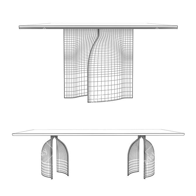 Bell Shaped Curved Leg Table 3D model image 2