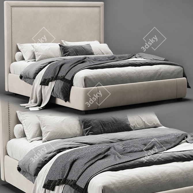 Elegant RH Wallace Fabric Bed 3D model image 1