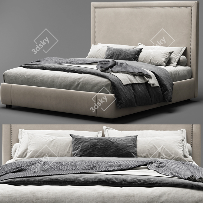 Elegant RH Wallace Fabric Bed 3D model image 2