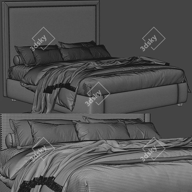 Elegant RH Wallace Fabric Bed 3D model image 5