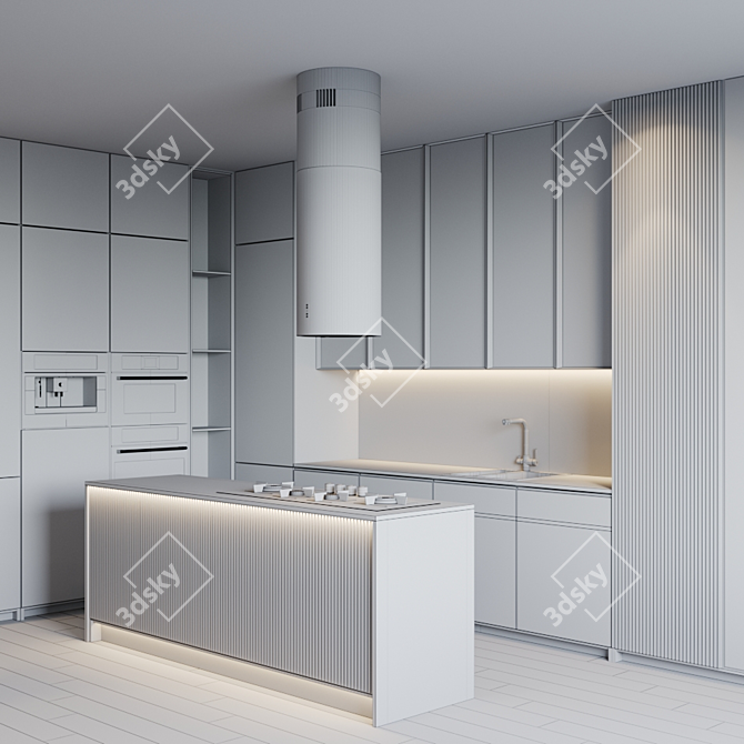 Modern Kitchen Set with Appliances 3D model image 5