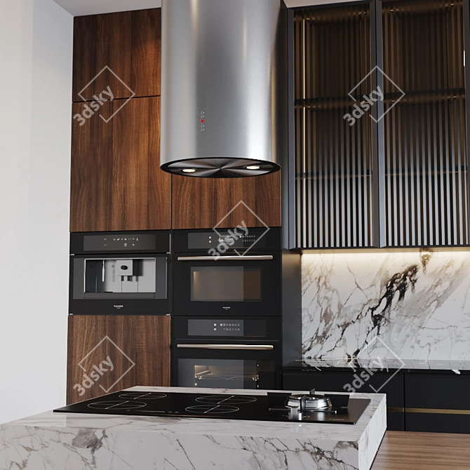 Modern Kitchen with Fulgor Milano Appliances 3D model image 3