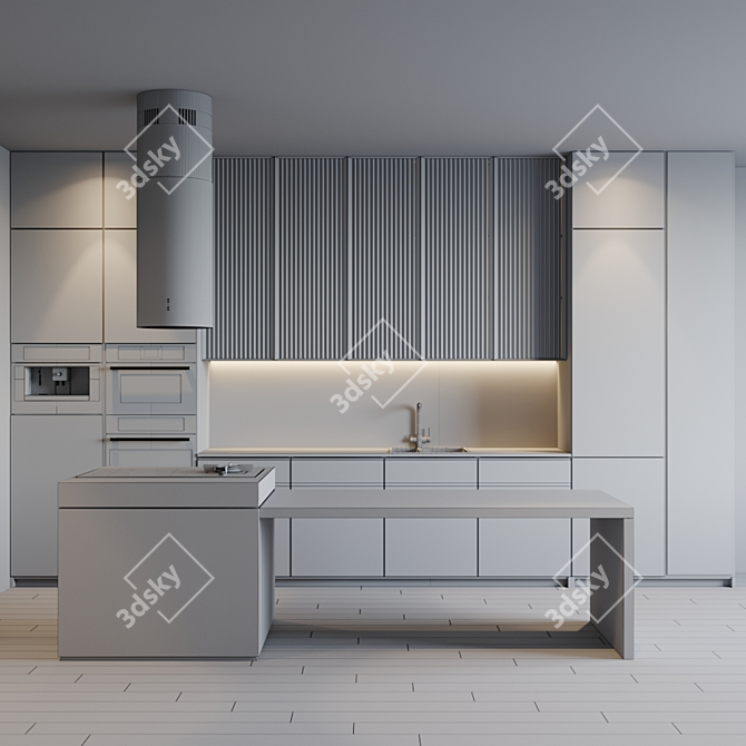 Modern Kitchen with Fulgor Milano Appliances 3D model image 5