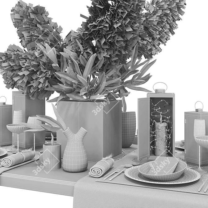 Elegant Dining Experience: Luxury Table Setting 3D model image 5