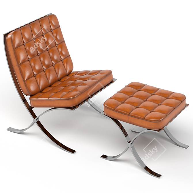 Barcelona Knoll Armchair: Relax in Style! 3D model image 2
