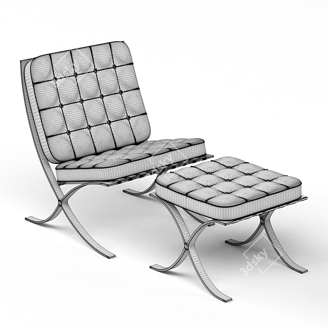 Barcelona Knoll Armchair: Relax in Style! 3D model image 5