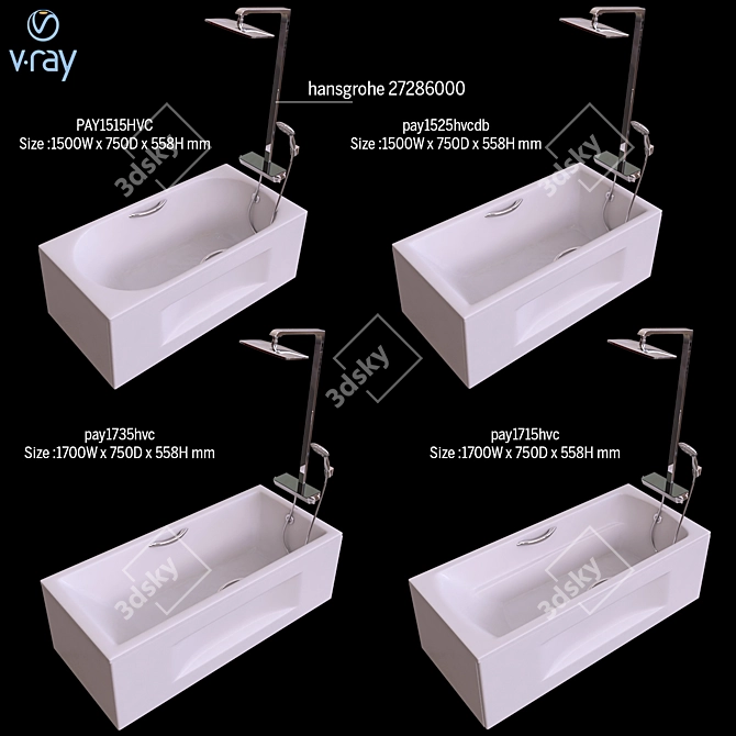 TOTO Bathtub - Luxurious Acrylic Baths 3D model image 1