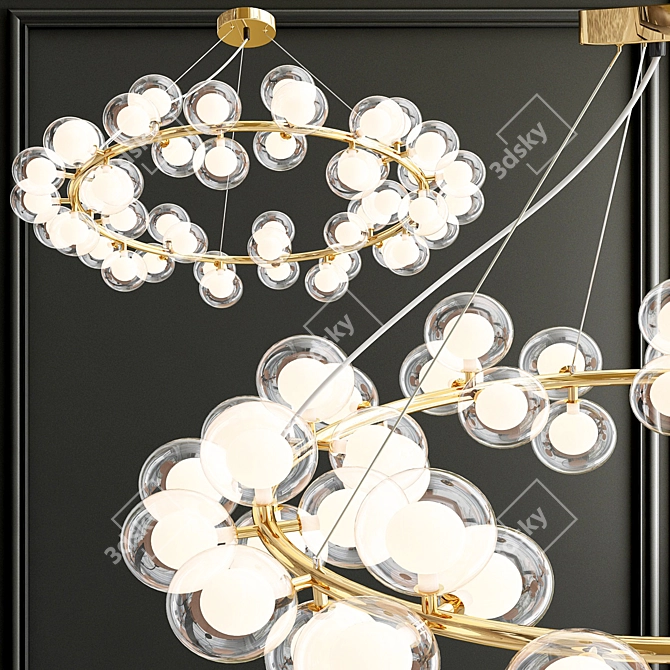 Golden Glass Pendant Light 3D model image 1