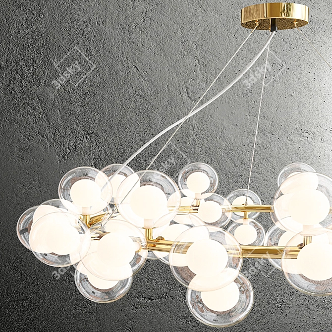 Golden Glass Pendant Light 3D model image 2