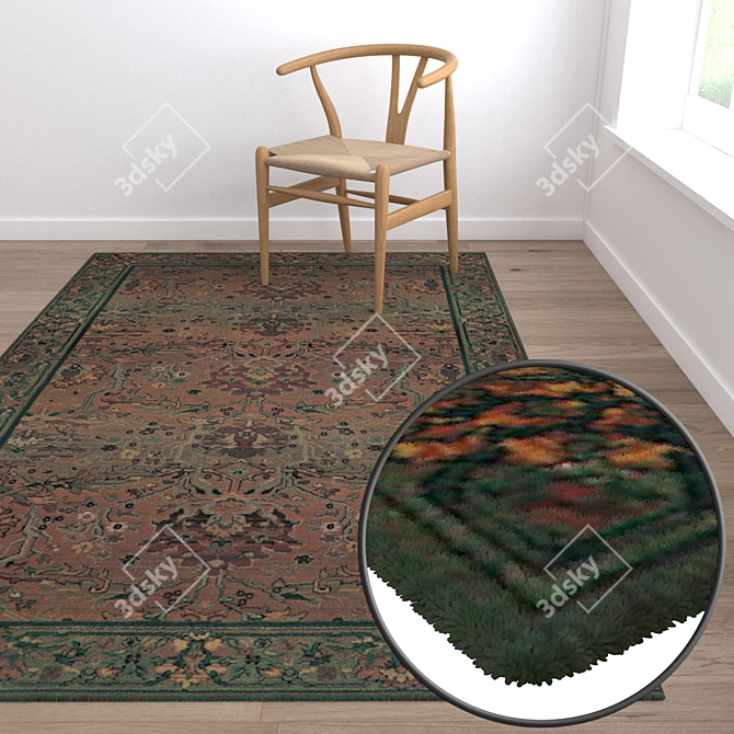 Versatile 3-Piece Carpet Set 3D model image 5