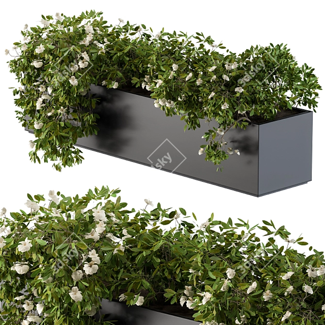 Sleek White Flower Planter 3D model image 1