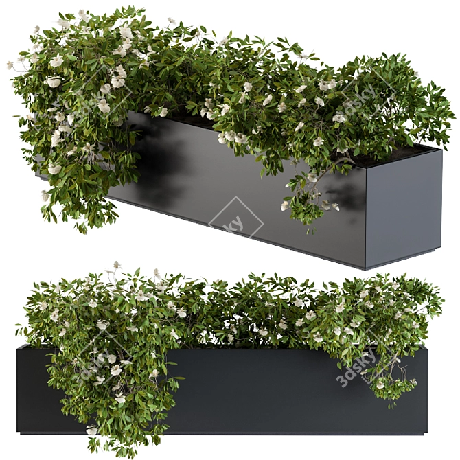 Sleek White Flower Planter 3D model image 2